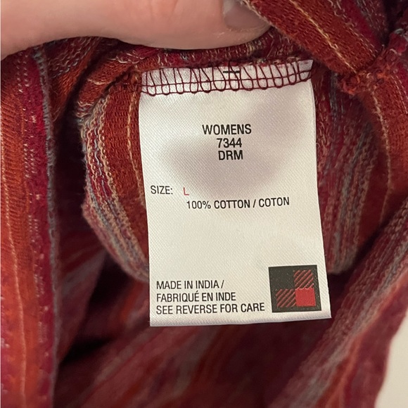 Woolrich Aztec Geometric Red Tan 1/4 Zip Cotton Pullover Women's Large - Picture 6 of 7